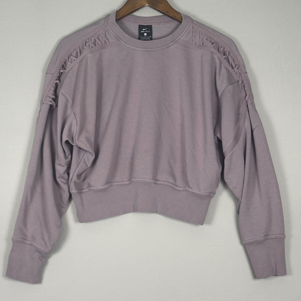 Nike Dri-FIT Get Fit Sweatshirt Womens Small Purple Grey NWOT Lattice Cropped